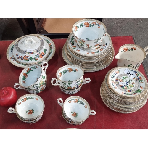 593 - Approx 40 porcelain items made by Radfords Crown China, including cups, saucers, creamers, handled b... 