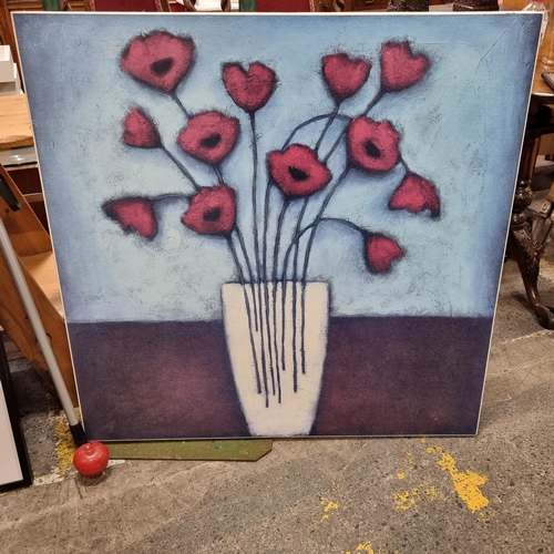 870 - A large decorative canvas print featuring still life of poppies.