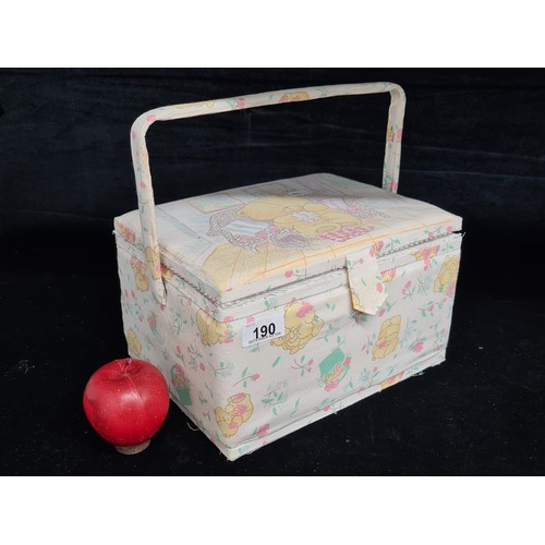 190 - A delightful vintage Forever Friends sewing box  filled with embroidery thread and starter projects.