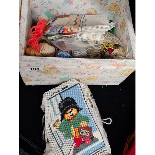 190 - A delightful vintage Forever Friends sewing box  filled with embroidery thread and starter projects.