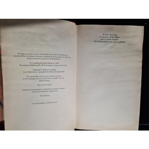 162 - A hard cover first edition book of Harry Potter and the Goblet of Fire by J. K. Rowling and publishe... 