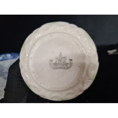 125 - Two beautiful antique Belleek items featuring the second black mark (dating from 1891-1926) includin... 