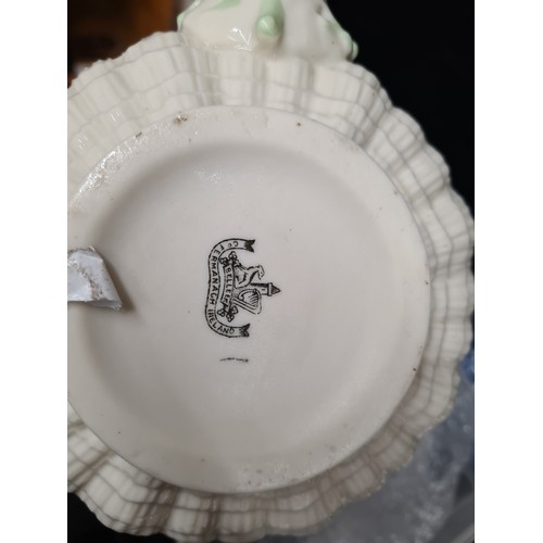 125 - Two beautiful antique Belleek items featuring the second black mark (dating from 1891-1926) includin... 