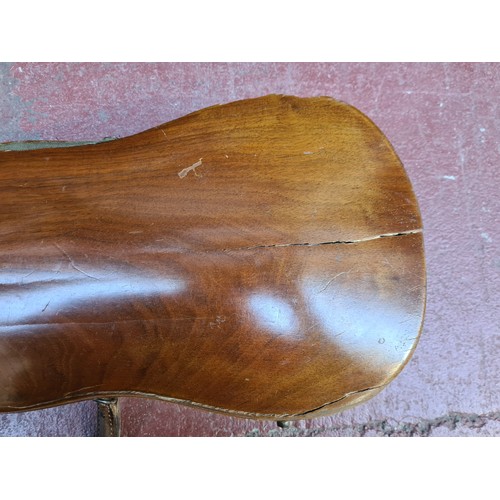 291 - A very handsome bentwood violin case. With olive green velvet lining. Containing a copper hunting ho... 