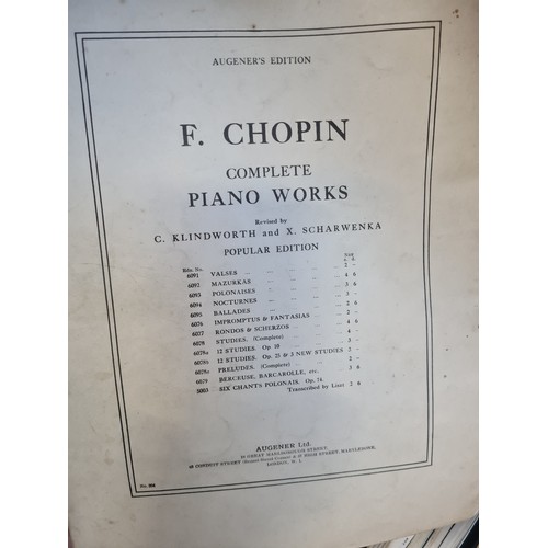 328 - A large box of classical music manuscripts including Chopin, Schubert, Elgar, Handel and many more.