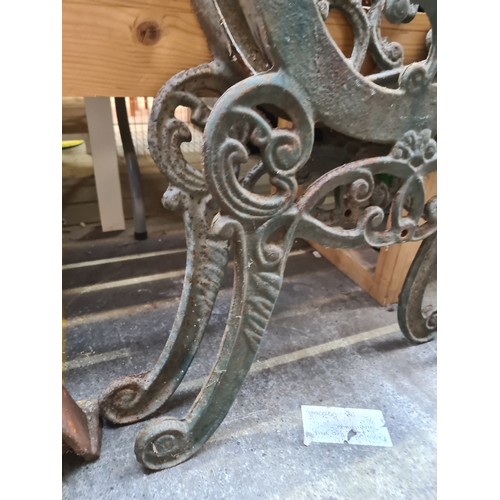 342 - A pair of fabulous Victorian very heavy, cast iron outdoor bench ends with beautiful scroll motif th... 