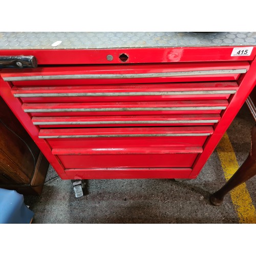 415 - Star Lot : A portable Facom trolley for mechanic tools with 6 drawers, set on castors, handles and w... 