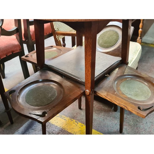 424 - Star Lot : A Fabulous Arts and crafts  cake stand table with four drop down panels with felt tops fo... 