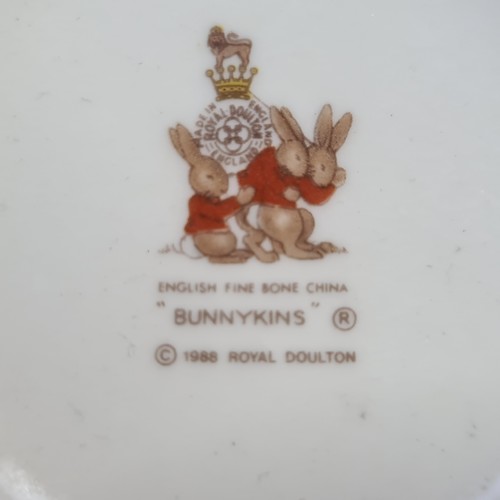 350 - Star Lot : 21 pieces of Royal Doulton ceramic ware in the Bunnykins pattern, beautifully illustrated... 