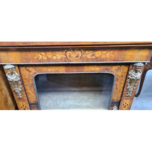 393 - Star lot : A very elegant Victorian display cabinet with ornate floral marquetry as well as brass ma... 