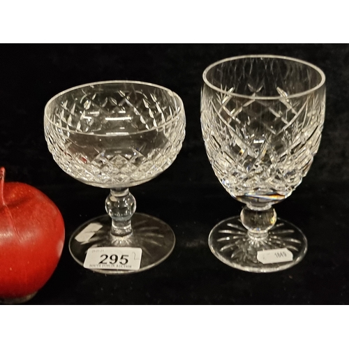 295 - Two large stemmed Waterford Crystal glasses, the first in the pattern Boyne, the second in the patte... 