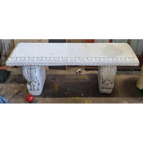 649 - Star lot : A truly gorgeous outdoor garden bench. This heavy piece has been carved from reconstitute... 