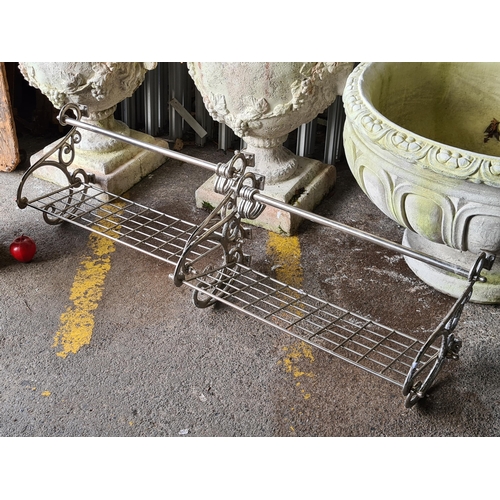 880 - Two Fabulous silver toned vintage style luggage racks.  Would make fabulous looking shelves. From a ... 