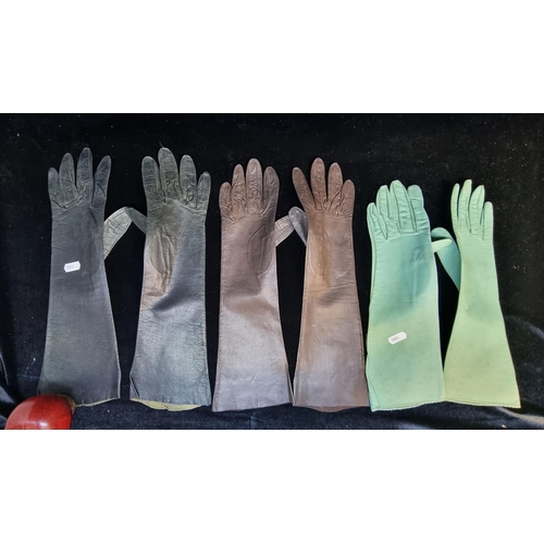 77 - Three fabulous pairs of genuine leather vintage women's gloves including a particularly attractive d... 