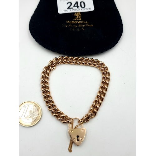 240 - A rolled Gold bracelet, set with a pretty padlock clasp and a weight of 17.30 grams.