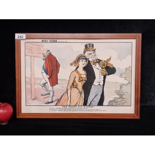 242 - A brilliant framed antique satirical cartoon illustration supplement from the Weekly Freeman's journ... 