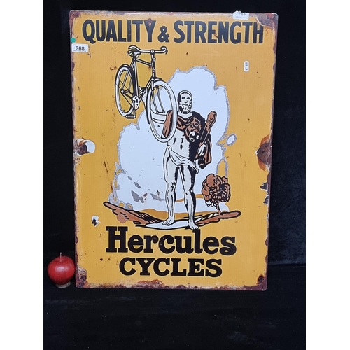 268 - A metal advertisement sign for Hercules Cycles reading 