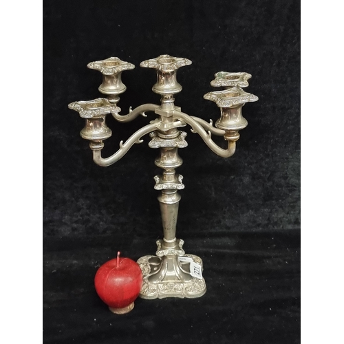 271 - A wonderfully made antique five stem candelabra, featuring fabulous embossed floral motif to stem an... 