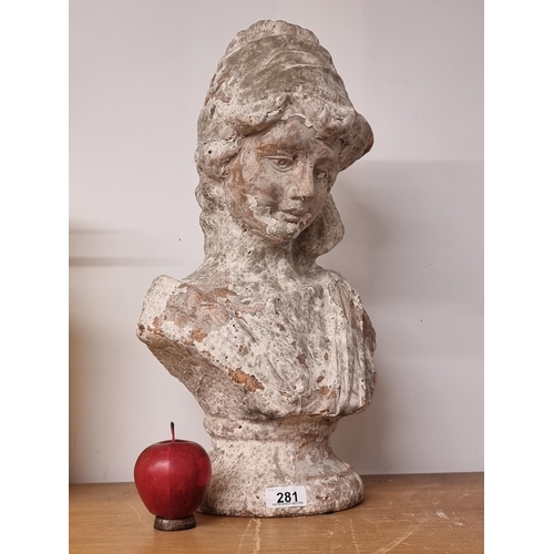 281 - Star lot : An elegant terracotta bust depicting a female figure. This piece would make a fabulous ga... 