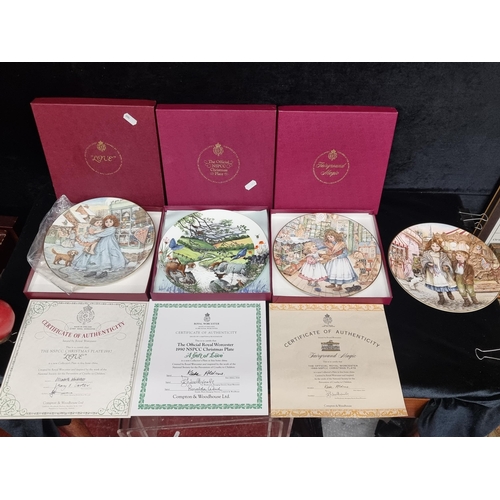 339 - A lovely and touching collection of three Royal Worcester fine china plates inspired by the work of ... 