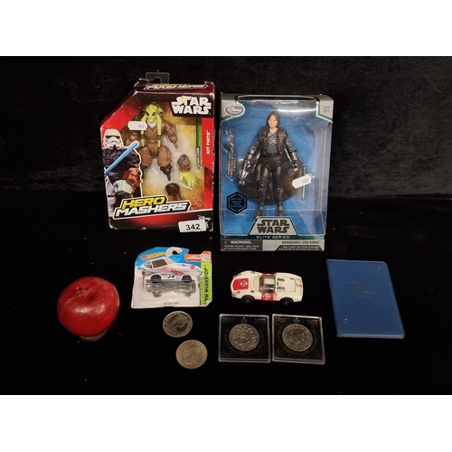 342 - Five collectable items including two Star Wars new in box figures such as Kit Fisto from the Hero Ma... 