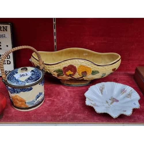 363 - Three vintage ceramic items including an Austrian fluted candy dish by springer & CO of Elbogen. A h... 