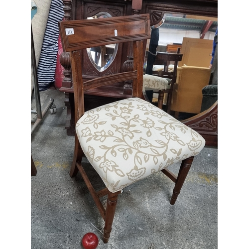 673 - A trio of handsome wooden chairs, including one gorgeous Regency style example with finely turned ce... 