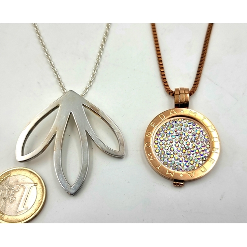 841 - Two striking pendant necklaces. Including a sterling silver rose-gold plated example stamped 925 by ... 