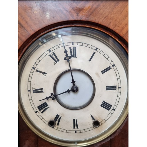 345 - Star Lot : A very handsome example of a large rectangular 8-day wall clock housed in a wooden case w... 