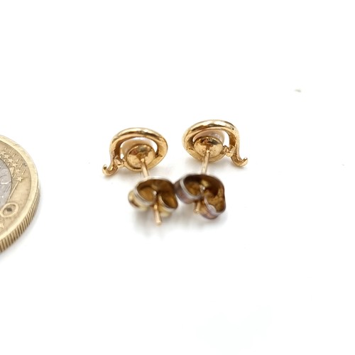 704 - A pair of 9 carat Gold Pearl stud earrings. Presented in a gift box.