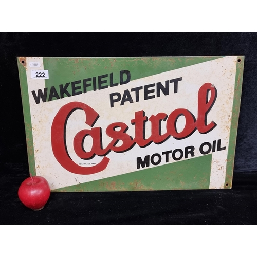 222 - A heavy vintage cast metal enamel wall sign reading 