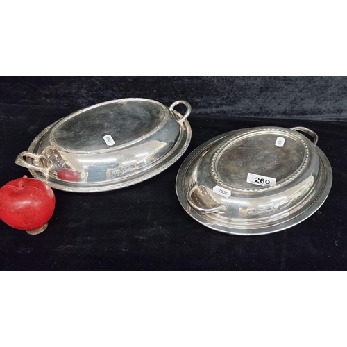 260 - Two antique silver-plated terrines including an example from W.M. Rogers featuring a simple motif of... 