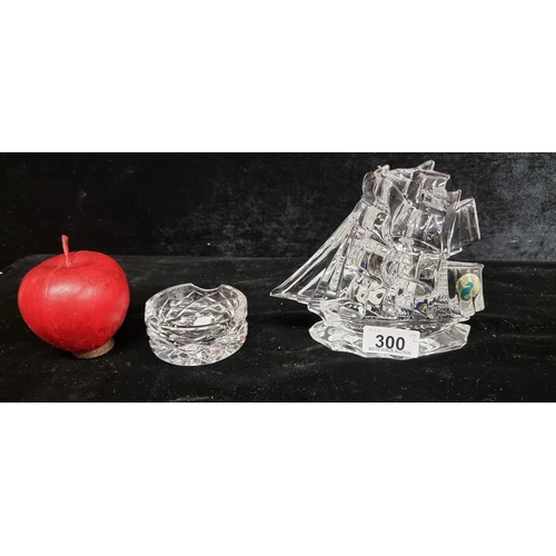 300 - Two cut crystal items consisting of a Waterford Crystal tall ship (RRP: $329.99 on amazon.com) and a... 