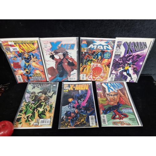 305 - 7 original Marvel comics in sealed protective packaging including big titles such as X-men etc. Incl... 