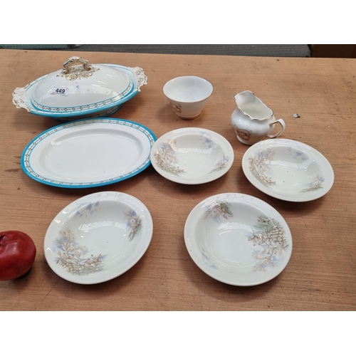 A selection of eight pieces of fine china including a lidded serving