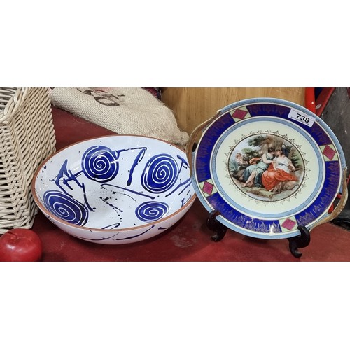 738 - Two beautiful ceramic items including a 1920s RKG 'Made in Cechoslovakia' Bohemian Grunlas decorativ... 