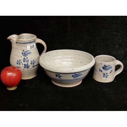 228 - Three great pieces of vintage spongeware pottery by Irish designer Nicholas Mosse including a pitche... 