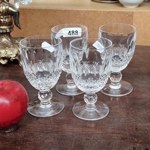 488 - Four beautiful stemmed large Waterford Crystal glasses in the 