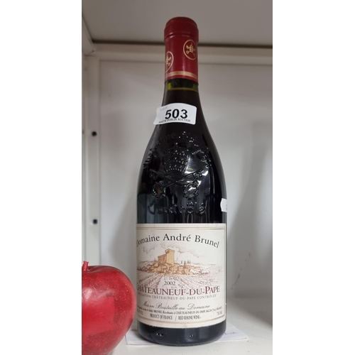 503 - A sealed bottle of 2002 Châteauneuf-du-Pape from the Domaine Andre Brunel. Capacity 75cl. Retailing ... 