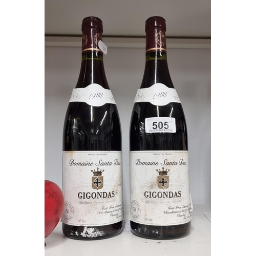 505 - Two sealed bottles of 1988 Domaine Santa Duc, Gigondas red wine. Retailing online for €26 each on wi... 