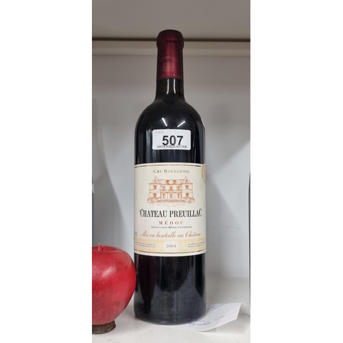 507 - A sealed bottle of 2004 Chateau Preuillac, Médoc. Winner of the Challenge International Du Vin gold ... 