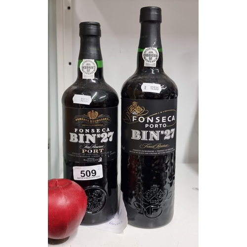 509 - Two sealed bottles of Fonseca Porto Bin 27 finest reserve Port. Both 75cl. Retailing for €22 each on... 