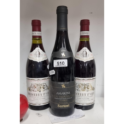 510 - Three sealed bottles of red wine, including a 1998 Amarone Dealla Valpolicella, Sartori retailing fo... 