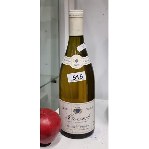 515 - A sealed bottle of 2002 Bitouzet-Prieur Meursault. A fine white wine from Bourgogne, 75cl .  €60+per... 