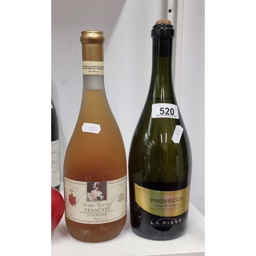 520 - Two sealed bottles of wine including a 2003 bottle of Ponte Trevere Frascati Superiore. With a La Pi... 