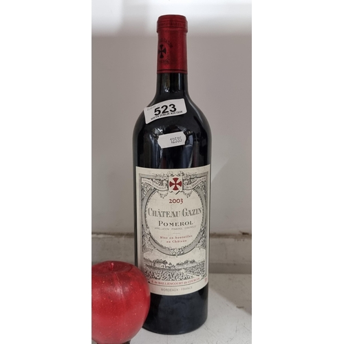 523 - A sealed bottle of 2003 Chateau Gazin Pomerol A beautiful wine from Bordeaux. Capacity 75cl. Retaili... 