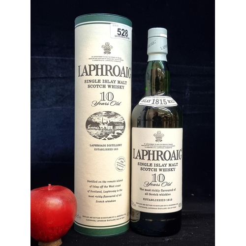 528 - A sealed bottle of Laphroaig Single Islay Malt Scotch Whisky. Ten years old and distilled on the rem... 