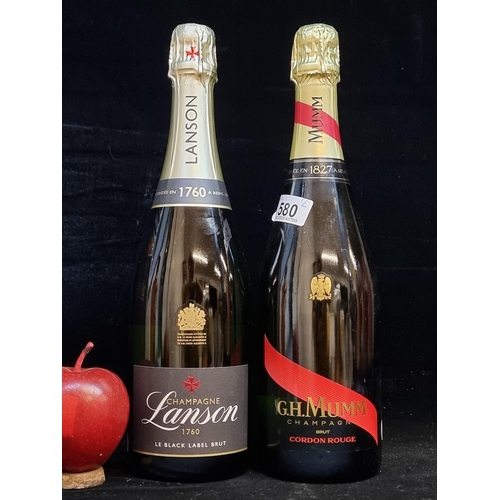 580 - Two sealed bottles of champagne including a 2016 Lanson le black label brut (RRP 54.95 at whwc.com) ... 