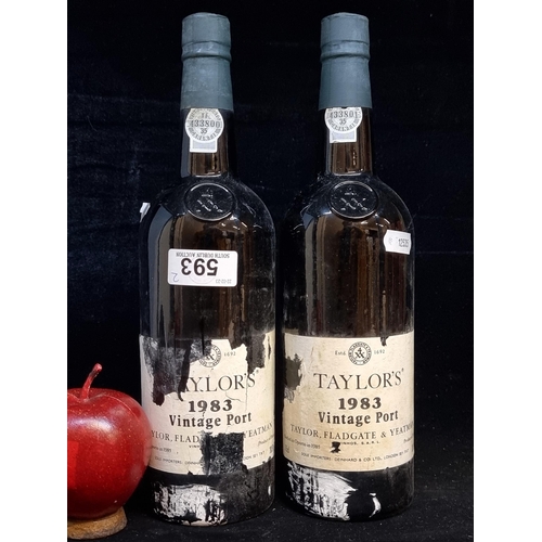 593 - Two sealed bottles of Taylor's 1983 Vintage Port (75cl each). RRP €74.80 each at wine&port.co.uk.