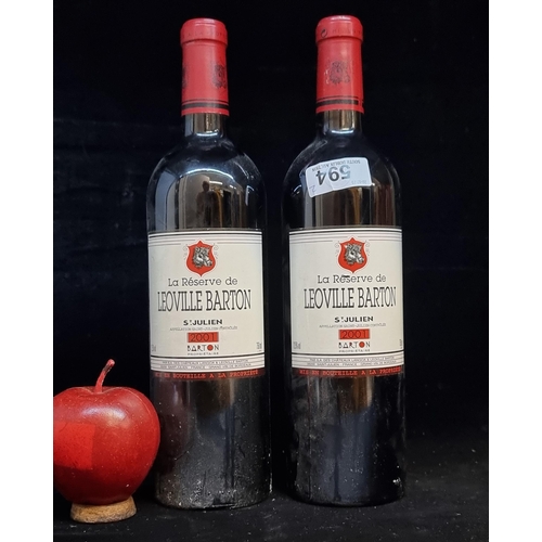 594 - Two sealed bottles of 2001 La Réserve de Leoville Barton (75cl). Labels intact. RRP €40 each at  win... 